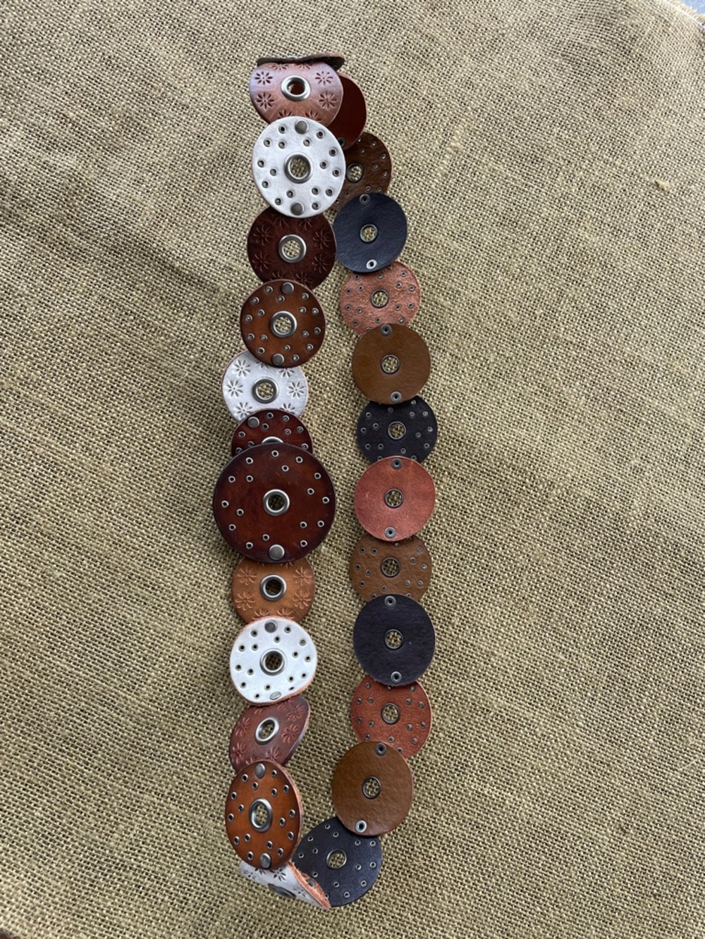 Ralph Lauren Multicolor Leather grommet Disc Belt - Picture 1 of 7